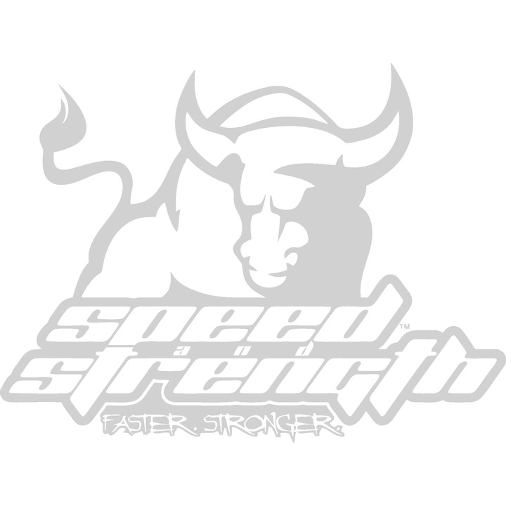 Sticker decorativ auto, Speed and strength, 13x10 cm, alb