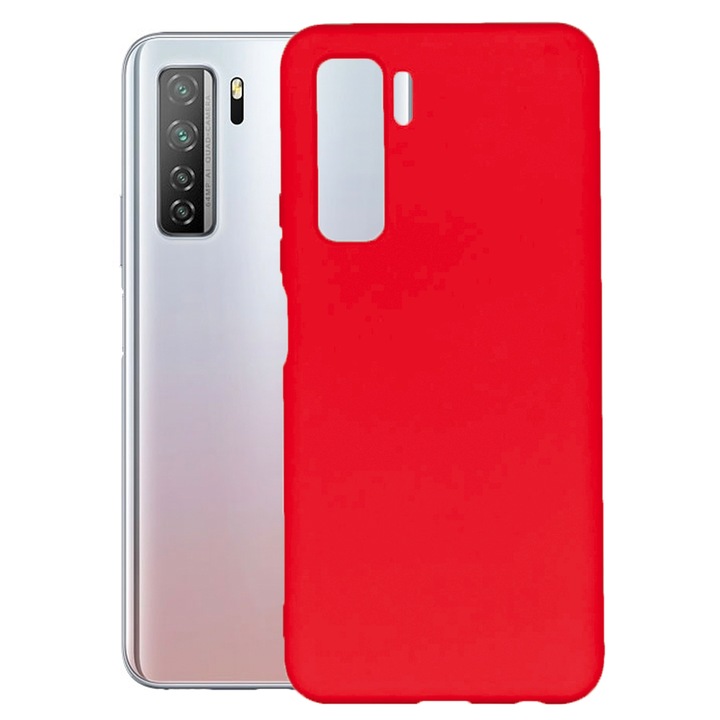 Защитен капак, кадифена вътрешност, съвместим с Huawei P40 Lite 5G, FONIX BloomShield, силикон, повдигнати ръбове, тънък, червен