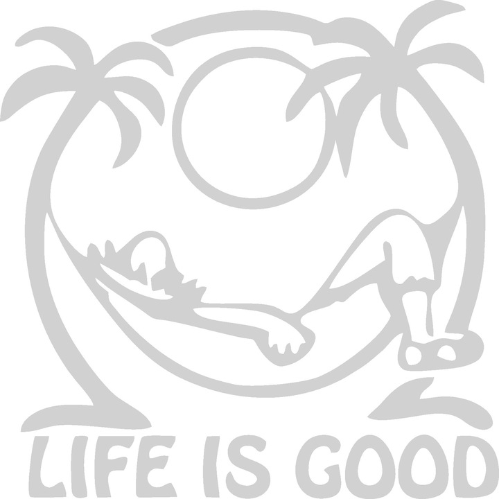 Sticker decorativ perete / geam si auto, Life is good, 12x12 cm, alb