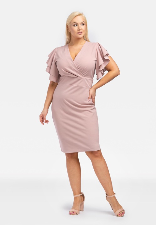 Rochie de plumb AISA. maneca decorativa p. trandafiri