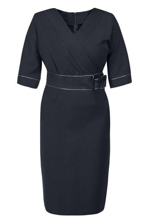 Rochie eleganta cu decolteu, Karko, Poliester, Albastru inchis, Albastru inchis