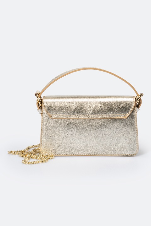 Massimo Castelli, Geanta crossbody de piele cu bareta din lant, Auriu