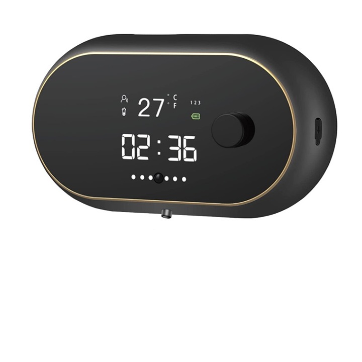 Szappan adagoló, ABS, Érzékelővel, Digitális kijelző, Fekete