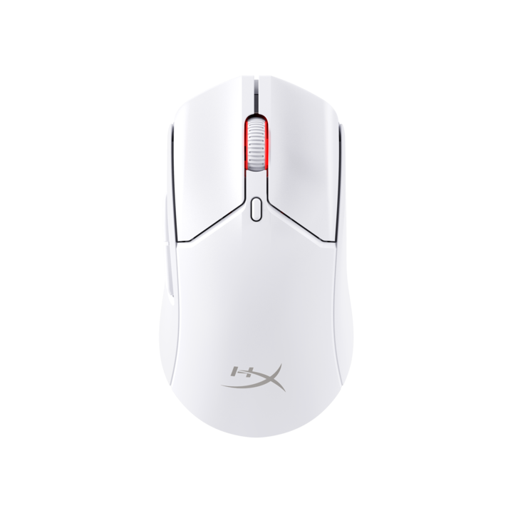 Mouse gaming wireless HyperX Pulsefire Haste 2, 26000 DPI, ultrausor (60g), 2,4GHz/Bluetooth 5,0/cu fir, autonomie pana la 100 de ore, 6 butoane, software NGENUITY, PTFE skates, alb