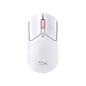 Mouse gaming wireless HyperX Pulsefire Haste 2, 26000 DPI, ultrausor (60g), 2,4GHz/Bluetooth 5,0/cu fir, autonomie pana la 100 de ore, 6 butoane, software NGENUITY, PTFE skates, alb