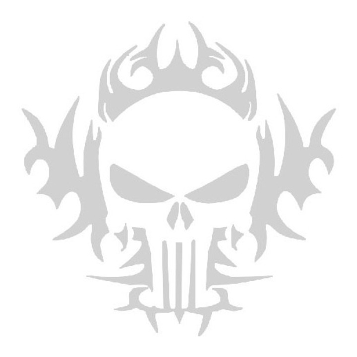 Sticker decorativ auto, Skull badass, 13x15 cm, alb