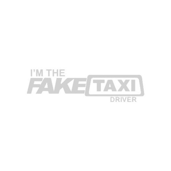Sticker decorativ auto, Fake taxi driver, 15x16 cm, alb