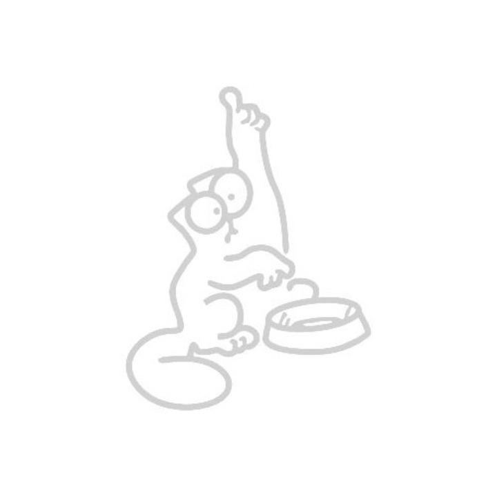 Sticker decorativ geam, auto, Hungry cat, 13x17 cm, alb