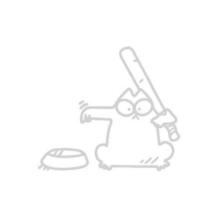 Sticker decorativ auto, Hungry cat, 15x11 cm, alb