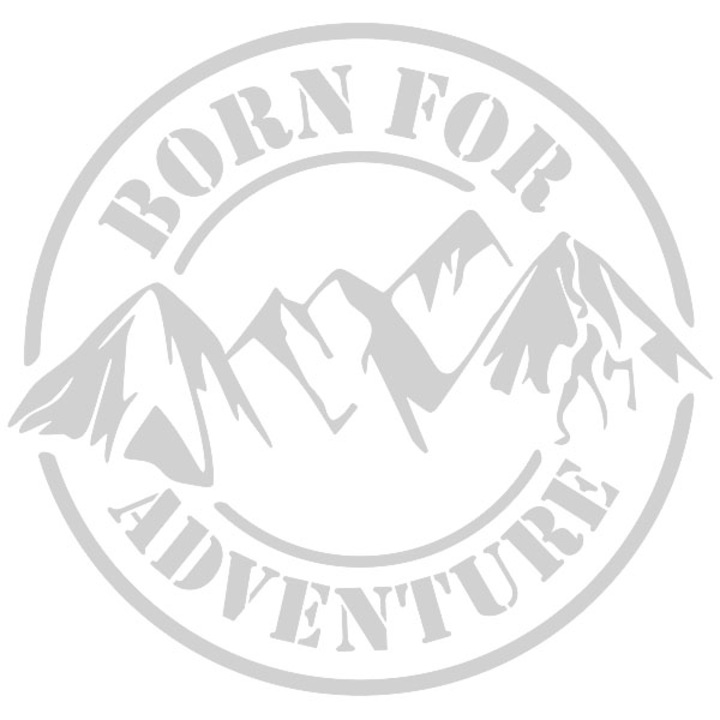 Sticker decorativ geam, auto, Born for adventure, 20x19 cm, alb