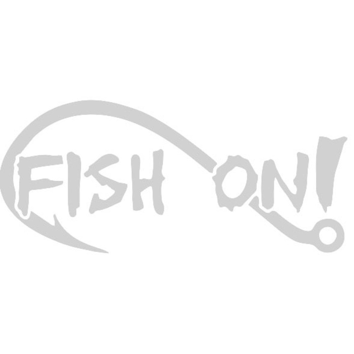 Sticker decorativ geam, auto, Fish On, 18x8 cm, alb