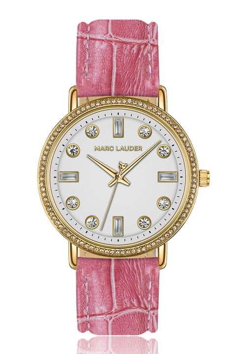 Marc Lauder, Ceas analog cu cristale, Auriu, Roz