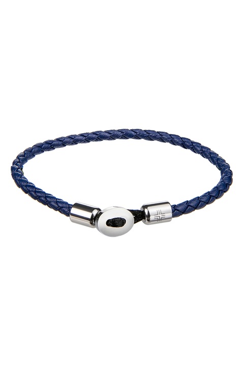 Philipp Blanc, Fonott bőr karkötő, Tengerészkék, Ezüstszín