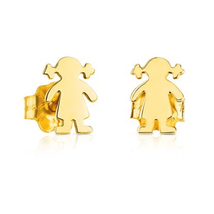 Cercei din aur galben model Banut Fetita cu codite