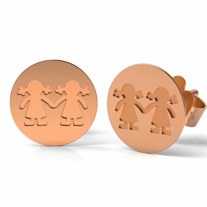 Cercei din aur roz model Banut fetite surori