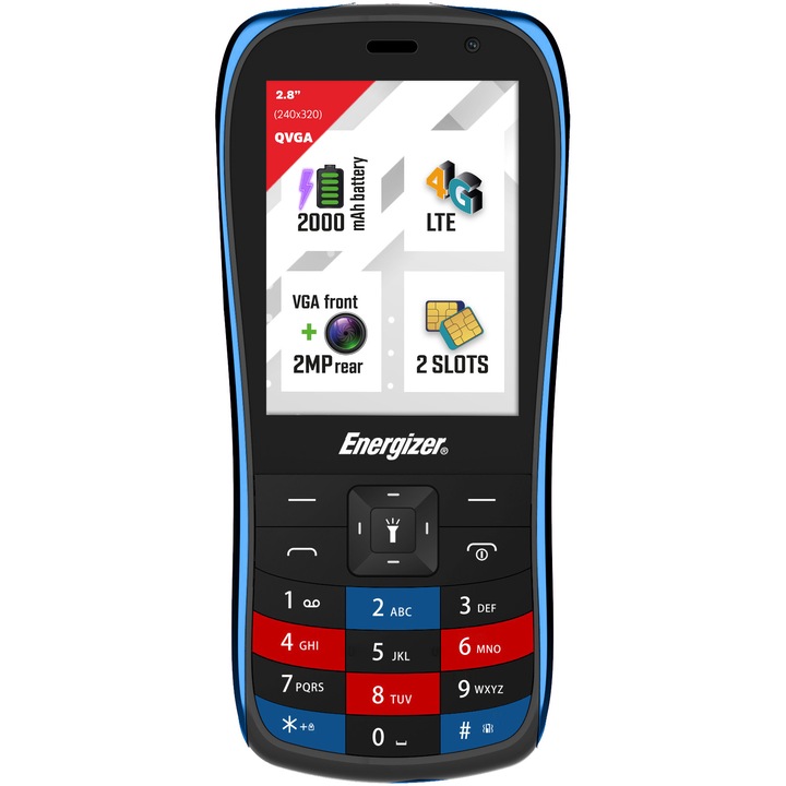 Telefon Mobil Energizer E284S, 64MB RAM, 128MB ROM, 4G, Albastru