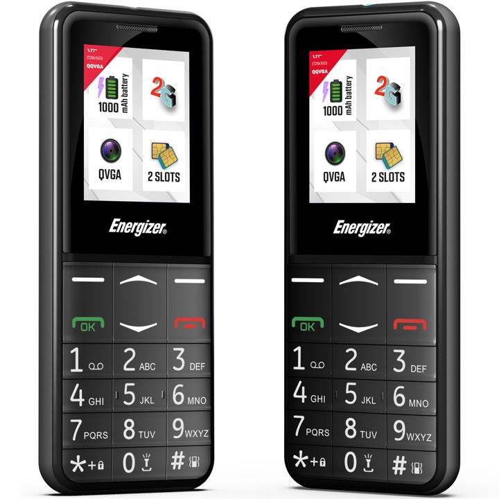 Energizer E4 Mobiltelefon, 32MB RAM, 32MB ROM, 2G, Fekete