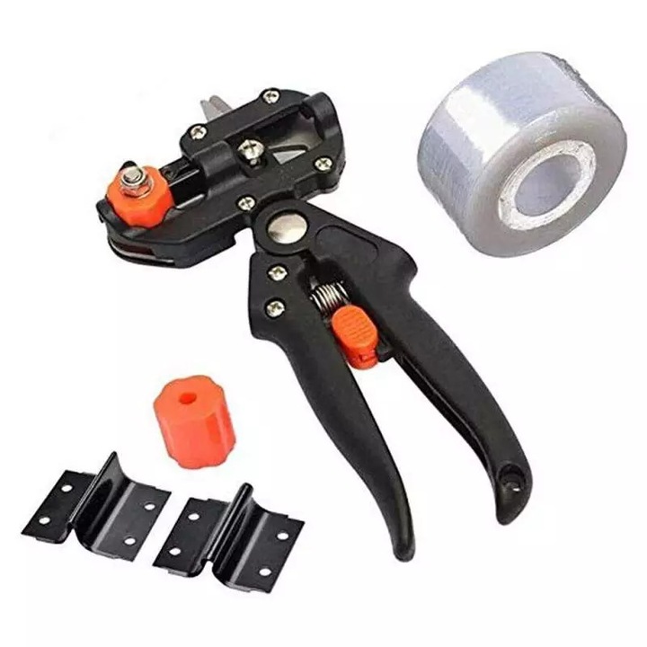 Cleste pentru Altoit SIKS, Banda si Lame incluse, Ideal pentru Gradina, Plante, Negru/Portocaliu