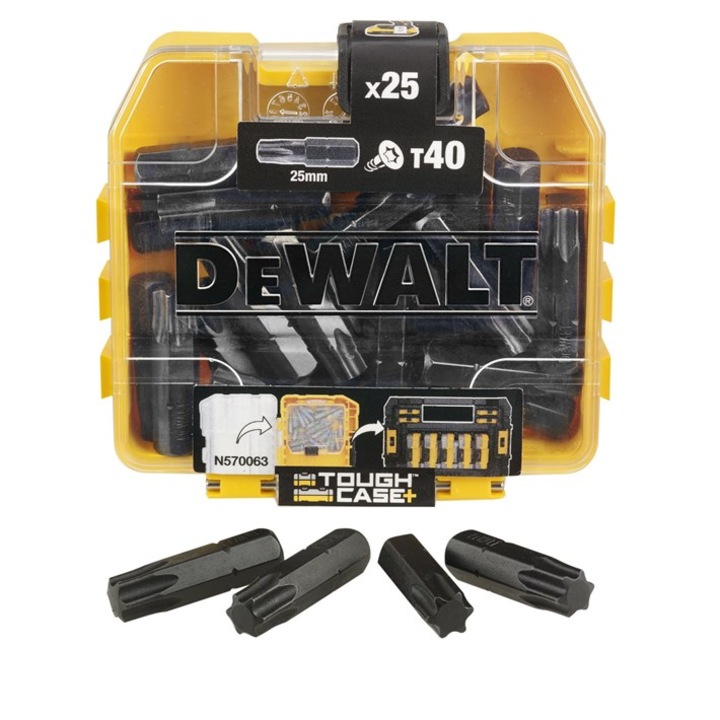 25 db ütközőfej készlet, DeWalt, TX40/25mm, 1/4" fekete