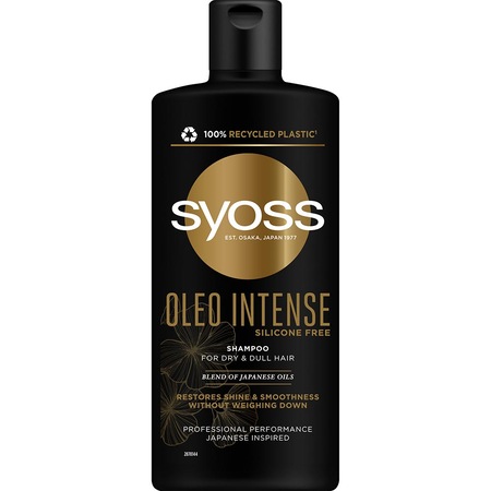 Sampon Syoss Oleo Intense, cu amestec de uleiuri japoneze pentru par tern si uscat, formula vegana, 440 ml
