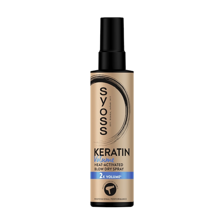 Spray Syoss KERATIN & VOLUME cu protectie împotriva degradarii cauzate de coafarea la cald si protectie termica de pana la 230°C, 200 ml