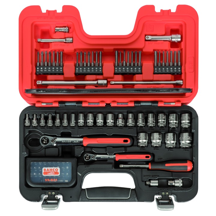 Set 91 chei cu capetele patrate, Bahco, Torx 1/4" + 3/8"