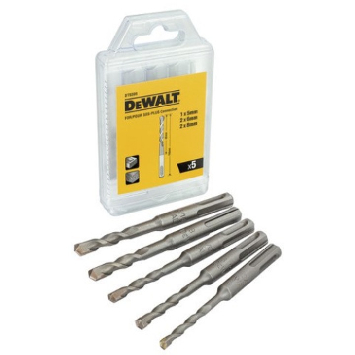 Set burghie pentru beton Dewalt SDS Plus, 5-8mm, 5 bucati