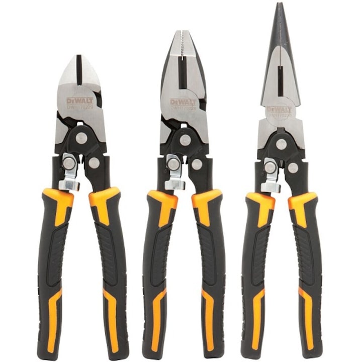 Комплект клещи, DeWalt, жълто/черно, 3бр.