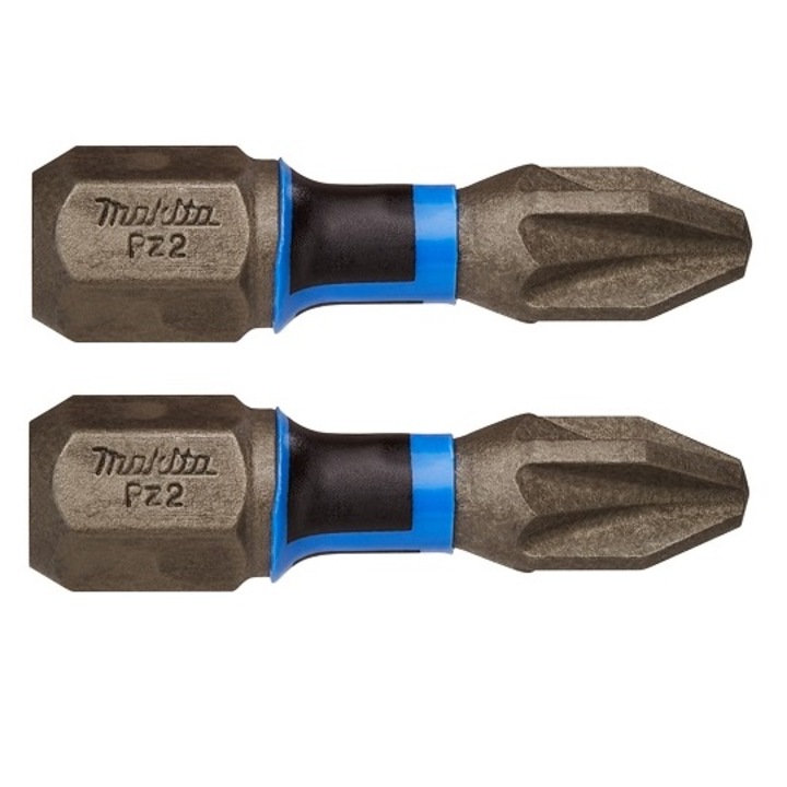Set 2 biti, Makita, 1/4 ", PZ2/25mm, Gri
