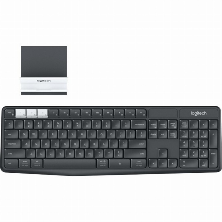 Logitech K375s Multi-Device Wireless Keyboard and Stand Combo billentyűzet RF vezeték nélküli + Bluetooth QWERTZ Német Grafit, Fehér (920-008168)
