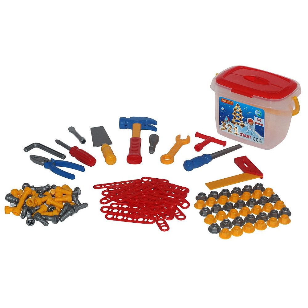 Set unelte si accesorii constructie - 132 piese - Polesie Wader