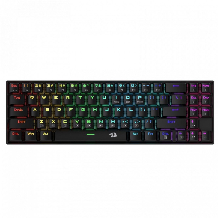 Tastatura gaming, Redragon Deimos, RGB, Iluminator, Negru