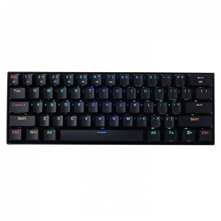Механична клавиатура Redragon Draconic Compact RGB, Безжична, Designed Bluetoot, Black, HU