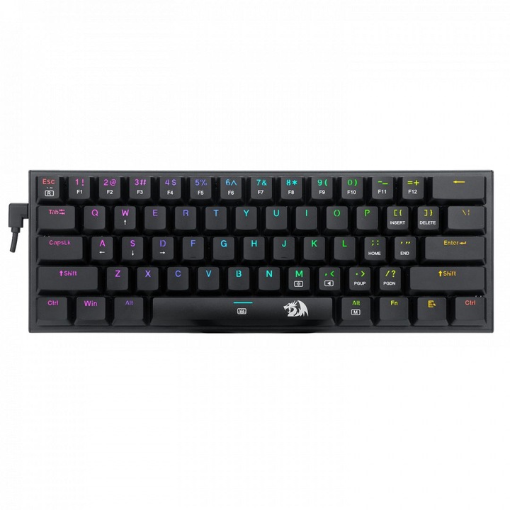 Tastatura de gaming cu fir, Redragon Anivia, RGB, Iluminare, Negru