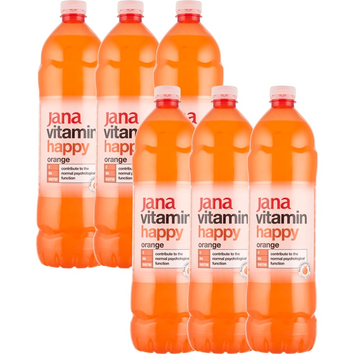 Jana Vitamin Happy narancs ízű szénsavmentes üdítőital cukorral és édesítőszerrel, 6x1.5l