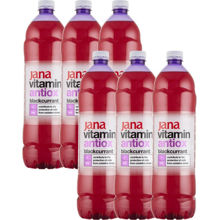 Jana Vitamin Antiox feketeribizli ízű üdítőital cukorral és édesítőszerrel, 6x1.5l