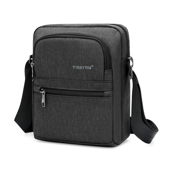 Táska 9,7", vízálló, Tigernu, 26x21x8 cm, fekete/szürke