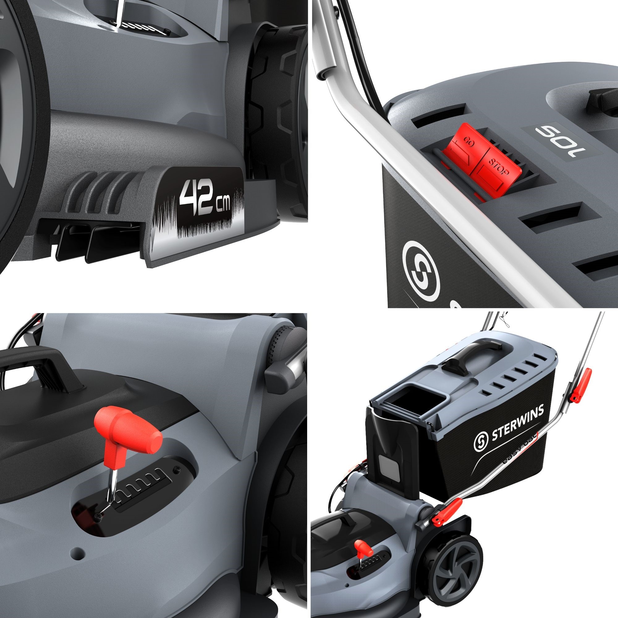 Sterwins fűnyíró, akkumulátoros 40 V, 50 L, szélesség 42 cm ...