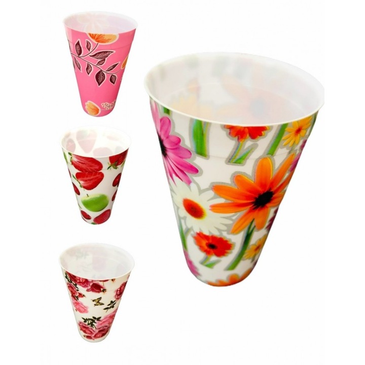 Set 4 pahare 250 ml, Plastic, Multicolore