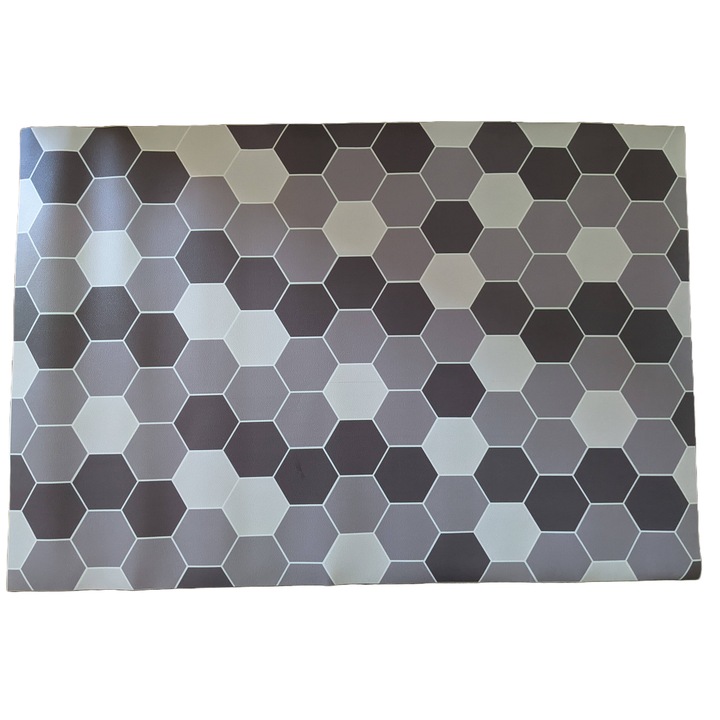 Covor Premium de Intrare, Material Tip Vinilin cu Burete Soft, Anti-Alunecare, Dreptunghiular, Alb/Gri, 70x100 cm