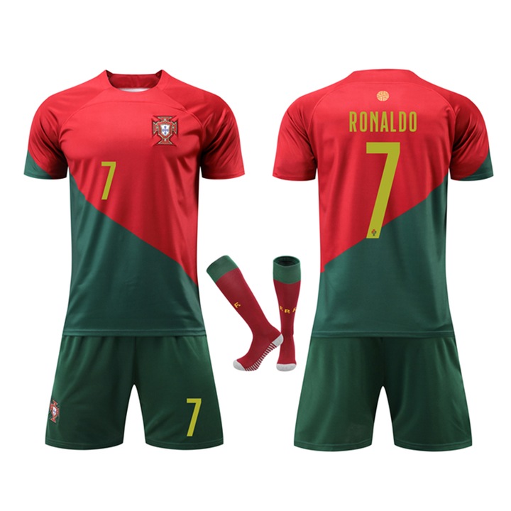 Спортна екипировка, Детска футболна фланелка Portugal Ronaldo, Червен, Червен