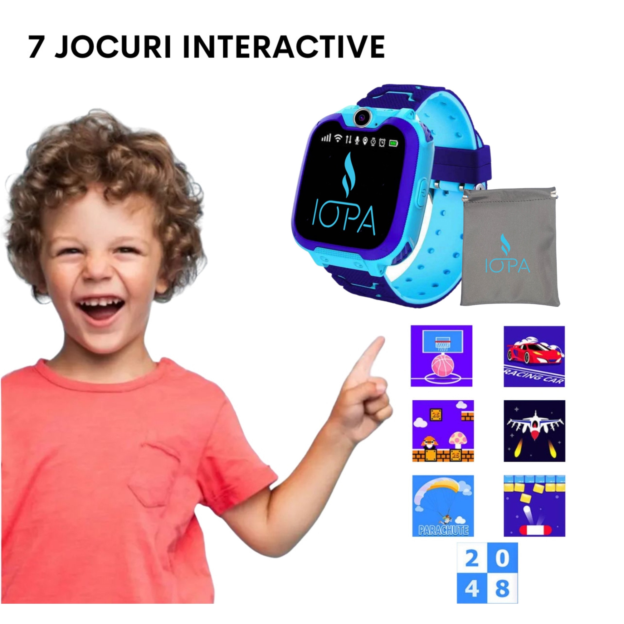 Ceas Smartwatch Copii IOPA™️ cu 7 Jocuri incluse, Functie Telefon