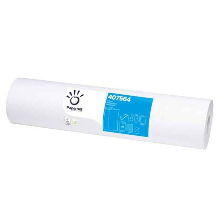 Cearceaf Medical Papernet din Celuloza Ecolabel, 2 Straturi, Dimensiune 66.91 m x 59.25 cm