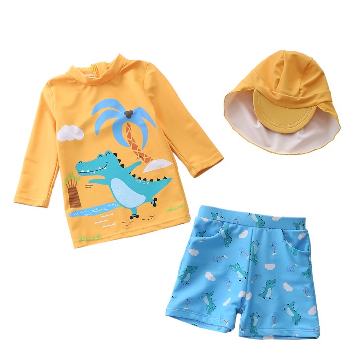 Costum de baie copii, 3 Piese, UV50+, Nylon, Multicolor, Multicolor