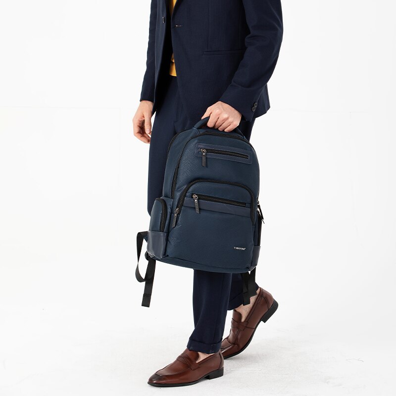 Rucsac laptop 15.6", casual business, material impermeabil rigid, cu buzunar antifurt, Tigernu, 45x32x15 cm, Albastru