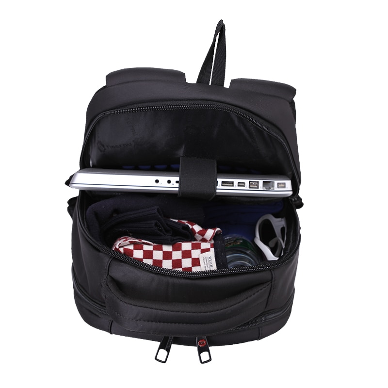 Rucsac laptop 19", casual, impermeabil, cu husa antisoc pentru laptop, Tigernu, 54x35x20 cm, Negru