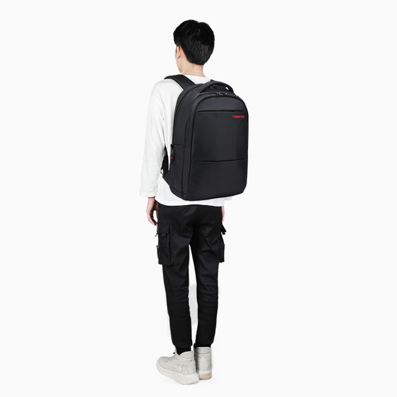 Rucsac laptop 19", casual, impermeabil, cu husa antisoc pentru laptop, Tigernu, 54x35x20 cm, Negru