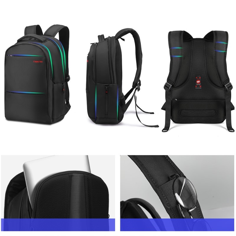 Rucsac laptop 17" smart casual, impermeabil, Tigernu, 49x33x16 cm, Negru
