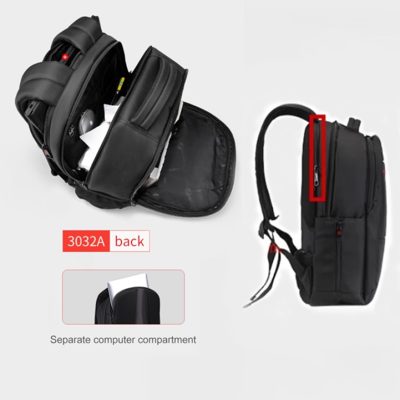 Rucsac laptop 17" smart casual, impermeabil, Tigernu, 49x33x16 cm, Negru