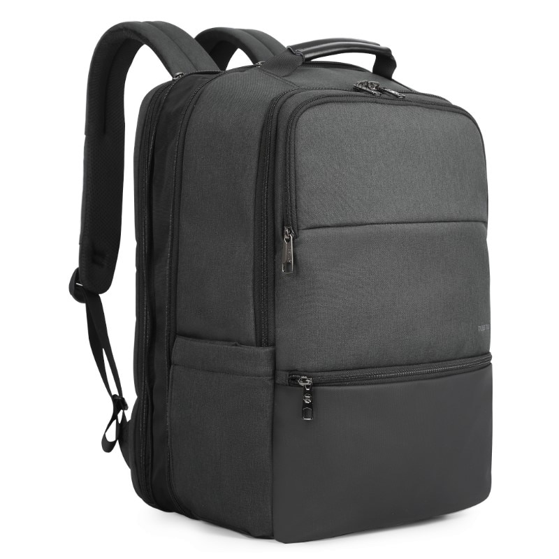 Rucsac laptop 19", smart casual pentru calatorii, expandabil, cu orificiu pentru cablu audio si port USB, Tigernu, 30x17/22x46 cm, Negru